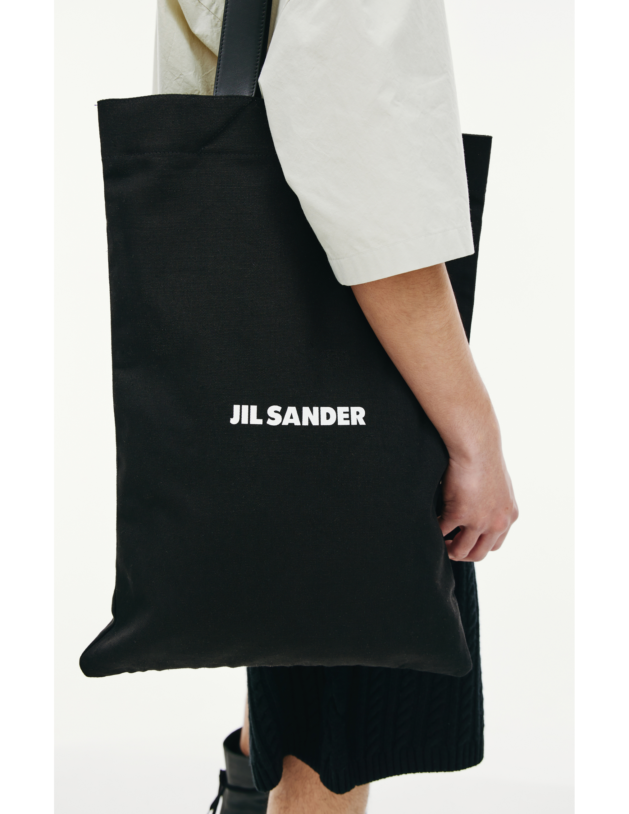 Shop Jil Sander Logo Print Shopper Bag In Black