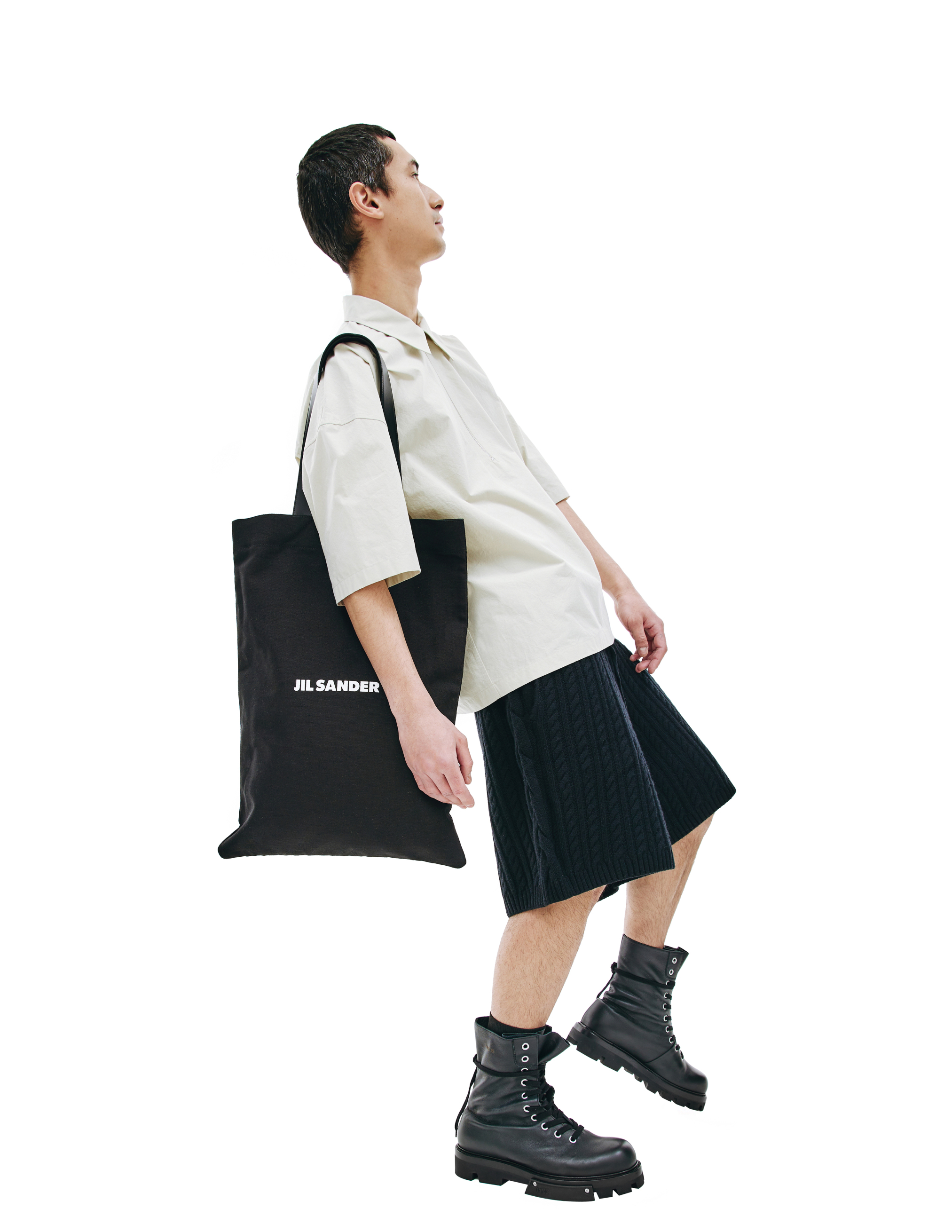 JIL SANDER LOGO PRINT SHOPPER BAG